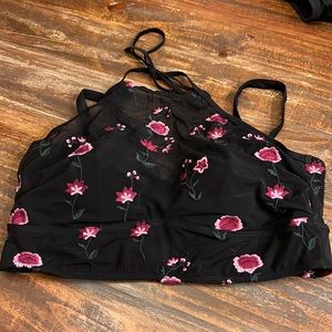 Torrid Embroidered Mesh Layered Bikini Top